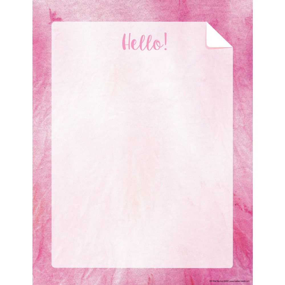 BARKER CREEK PUBLISHING, INC. Barker Creek 707  Designer Computer Paper, 8-1/2in x 11in, Pink Tie-Dye, Pack Of 50 Sheets