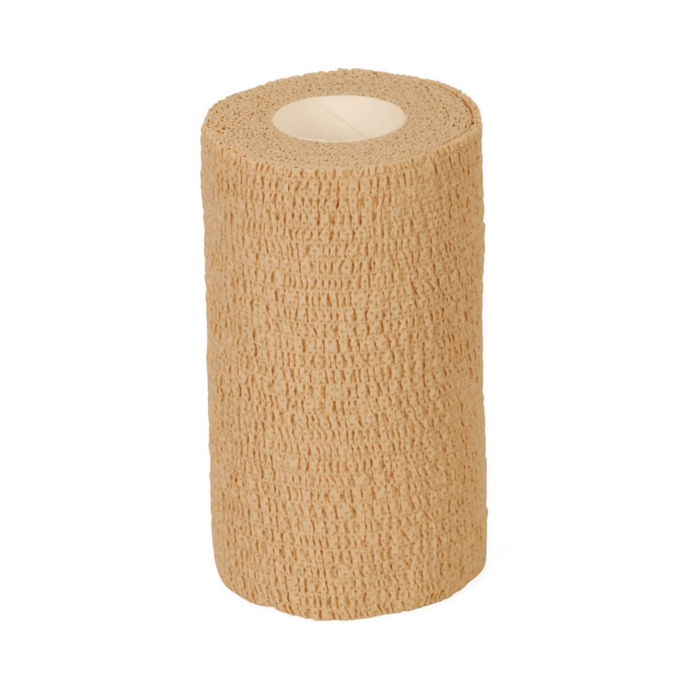 MEDLINE INDUSTRIES, INC. PRM086004 Medline Caring Non-Sterile Latex Self-Adherent Wraps, 4in x 5 Yd., Tan, Pack Of 18