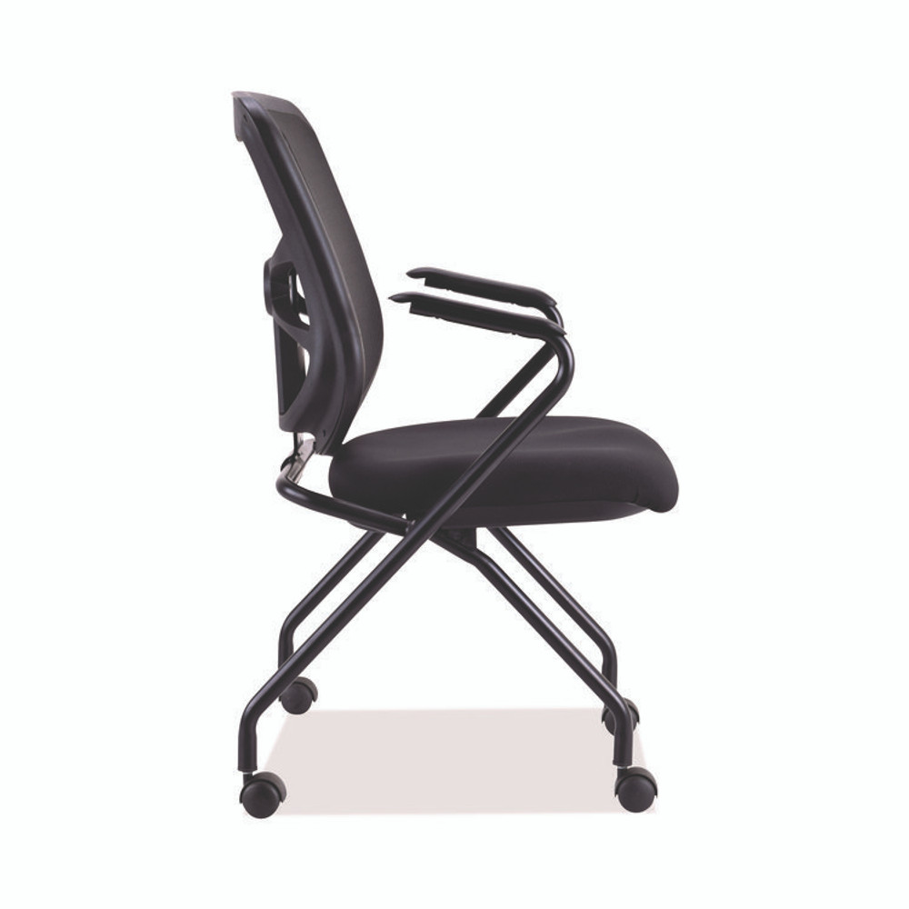 ALERA EL4914 Alera Elusion Mesh Nesting Chairs with Padded Arms, Supports Up to 275 lb, 18.11" Seat Height, Black, 2/Carton
