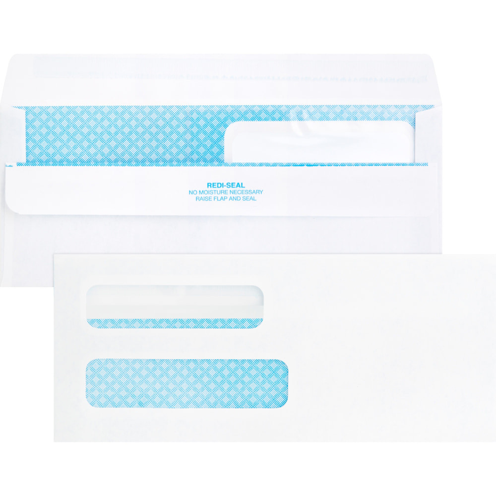 SP RICHARDS Business Source 04650  Double Window No. 8-5/8 Check Envelopes - Double Window - #8 5/8 - 8 5/8in Width x 3 5/8in Length - 24 lb - Self-sealing - 500 / Box - White