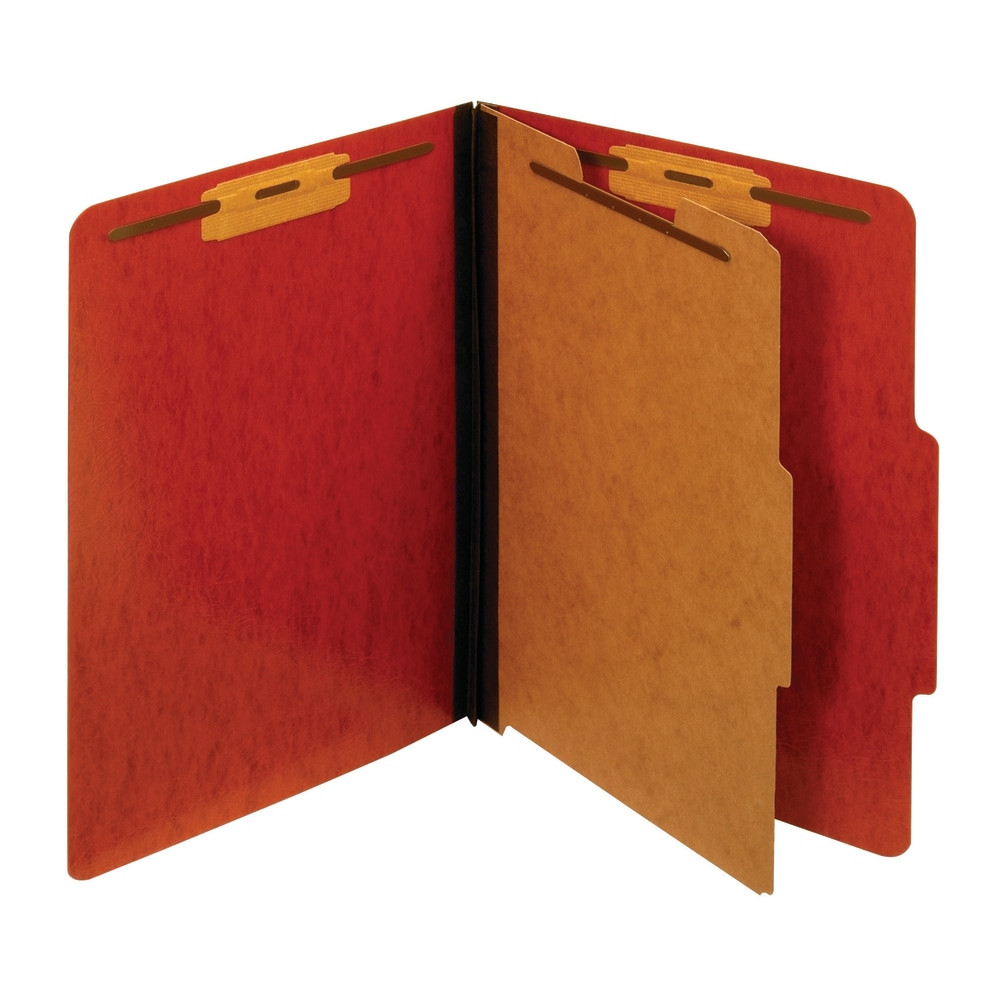 GLOBE WEIS Pendaflex 1157BR  Pressboard Moisture-Resistant Classification Folders, 1 3/4in Expansion, Letter Size, Red, Box Of 10 Folders