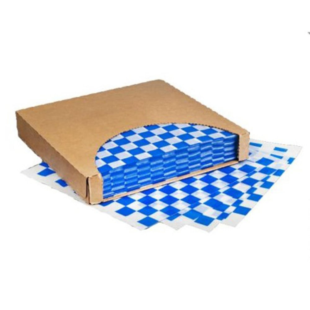 BROWN PAPER GOODS COMPANY Brown Paper Goods 7B4-BL  Deli Paper, 12in x 12in, Blue Checkered, Pack Of 5,000 Sheets
