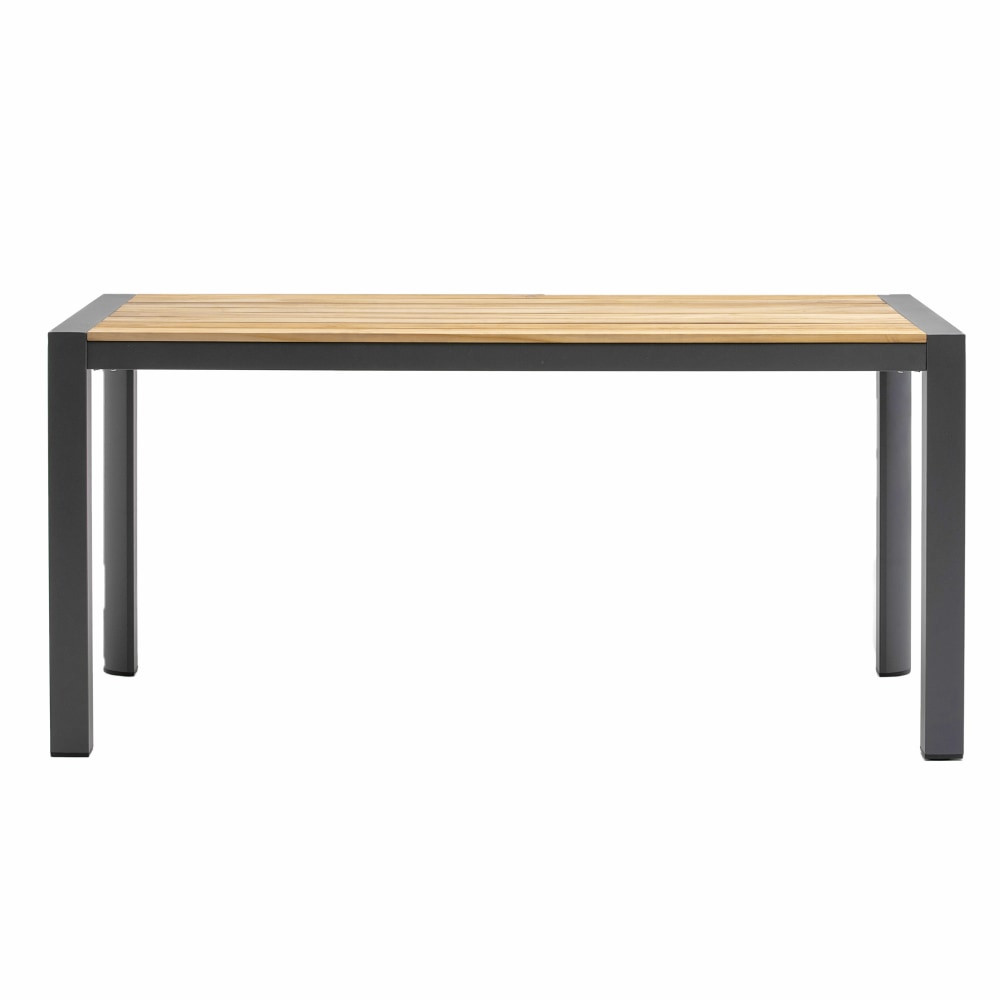EURO STYLE, INC. Eurostyle 90575  Skog Indoor/Outdoor Dining Table, 29-1/2inH x 63inW x 31-1/2inD, Natural Teak/Anthracite