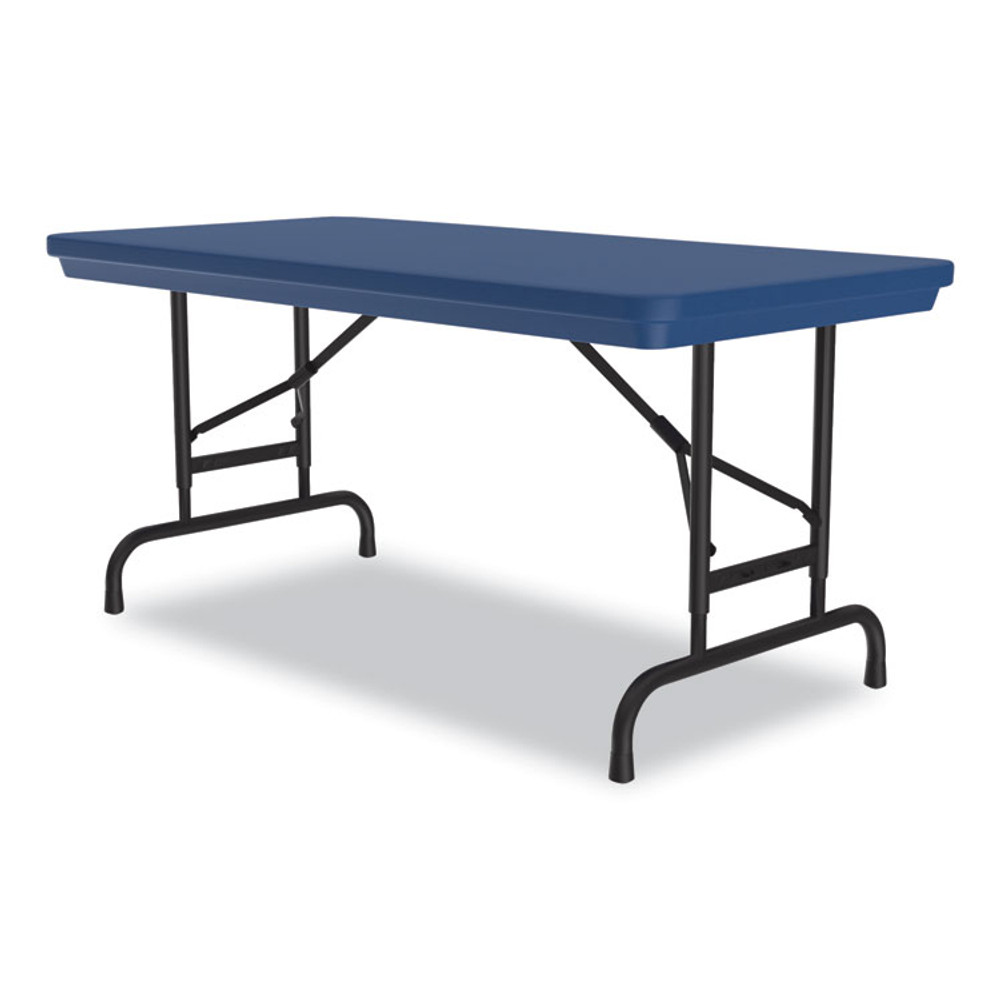 CORRELL, INC. RA2448274P Adjustable Folding Table, Rectangular, 48" x 24" x 22" to 32", Blue Top, Black Legs, 4/Pallet