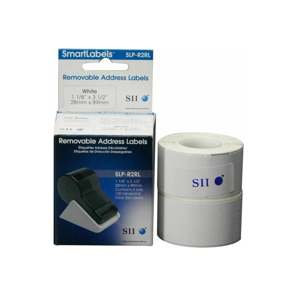 SEIKO INSTRUMENTS U.S.A., INC. Seiko SLP-R2RL  Instruments SLP-R2RL - Self-adhesive - white - 1.1 in x 3.5 in 260 label(s) (2 roll(s) x 130) address labels - for Smart Label Printer 100, 120, 200, 220, 240, 410, 420, 430, 440, 450, EZ30