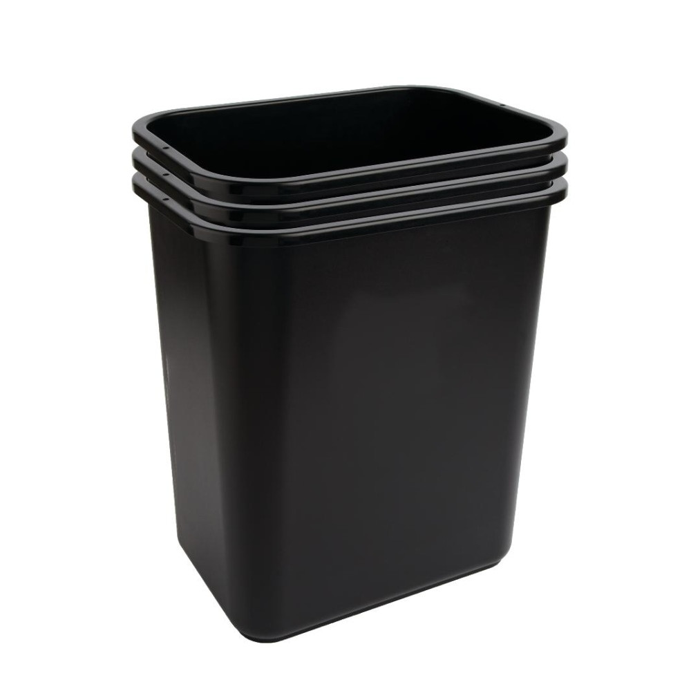OFFICE DEPOT HM2818BK-3 Highmark Rectangular Plastic Wastebasket, 6.5 Gallons, 15inH x 10inW x 14-1/4inD, Black, Pack Of 3