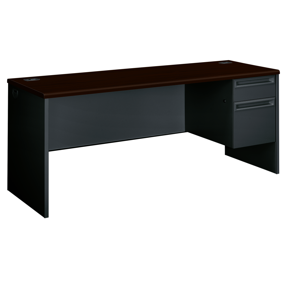 HNI CORPORATION HON 38856RNS  38000 72inW Right-Pedestal Computer Desk Credenza With Lock, Mahogany/Charcoal