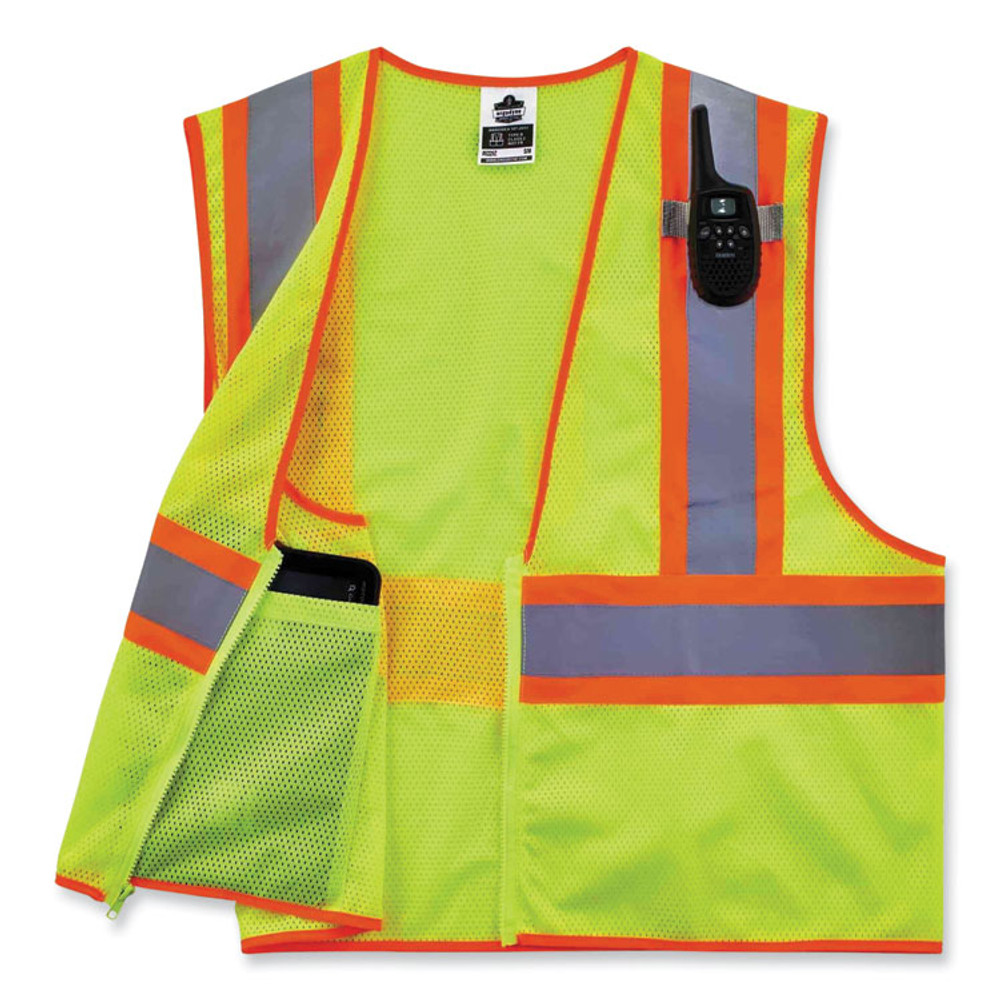 TENACIOUS HOLDINGS, INC. ergodyne® 21299 GloWear 8229Z Class 2 Economy Two-Tone Zipper Vest, Polyester, 4X-Large/5X-Large, Lime