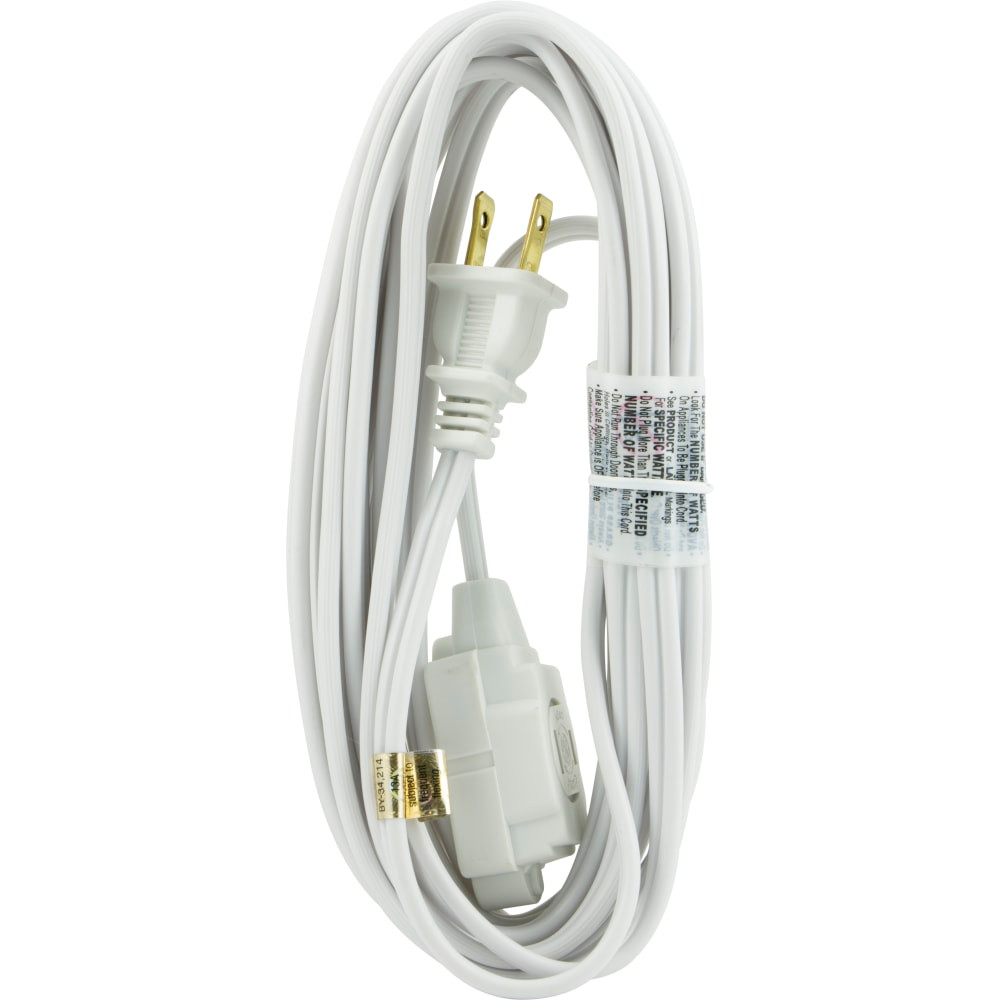 JASCO GE 51962  3 Outlet Extension Cord, 15ft Long Cord, White