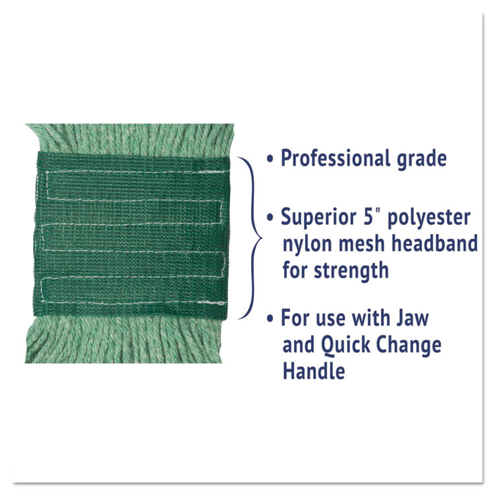 BOARDWALK 502GNEA Super Loop Wet Mop Head, Cotton/Synthetic Fiber, 5" Headband, Medium Size, Green