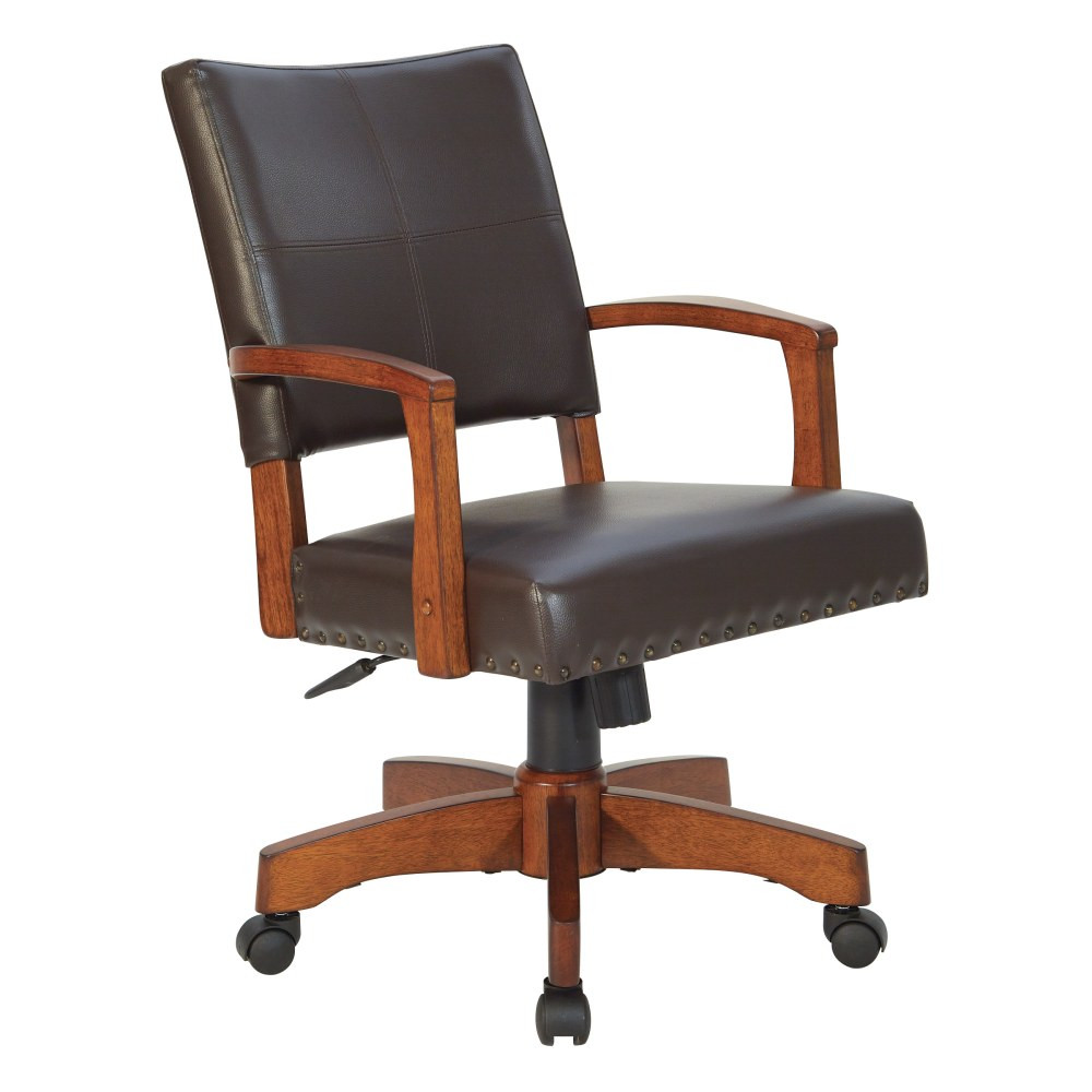 OFFICE STAR PRODUCTS Office Star 109MB-ES  Deluxe Ergonomic Wood Mid-Back Bankers Chair, Espresso