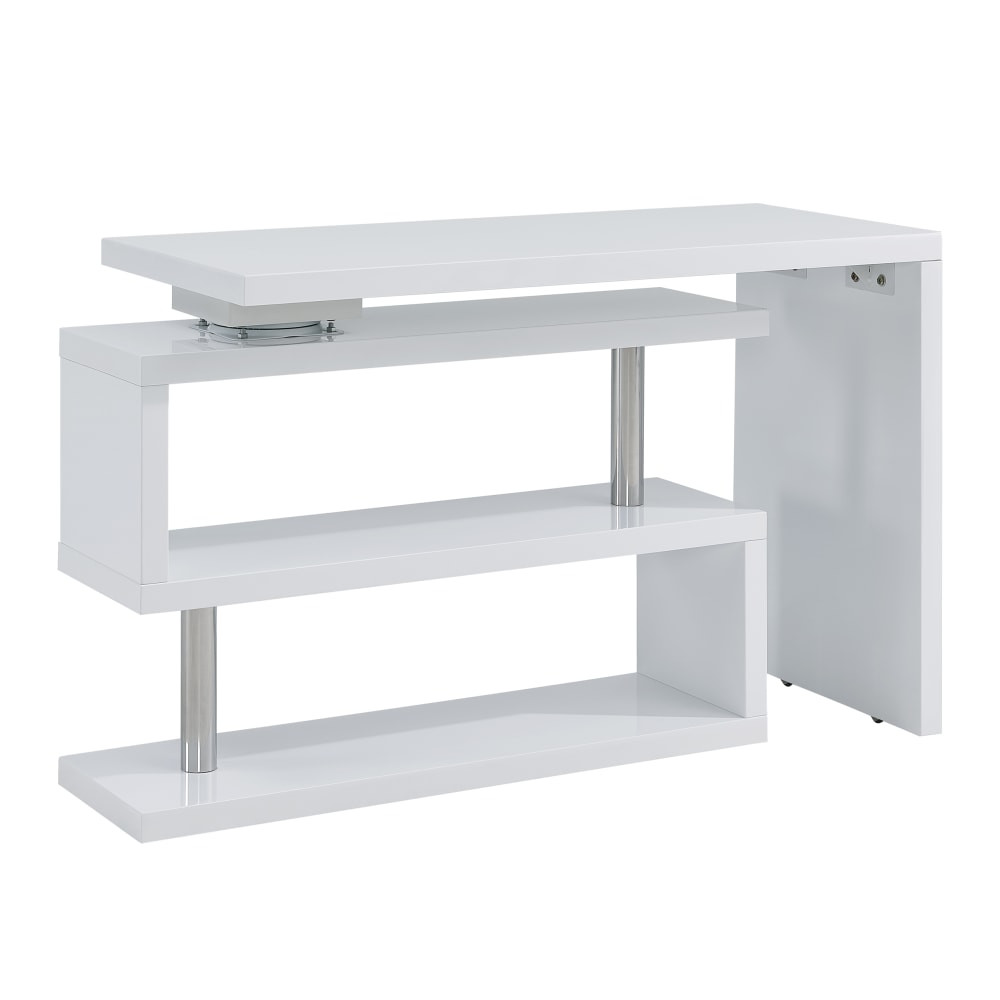 SOUTHERN ENTERPRISES, INC. SEI Furniture HO3939  Yates 3-Shelf 45inW Corner Writing Desk, White/Chrome