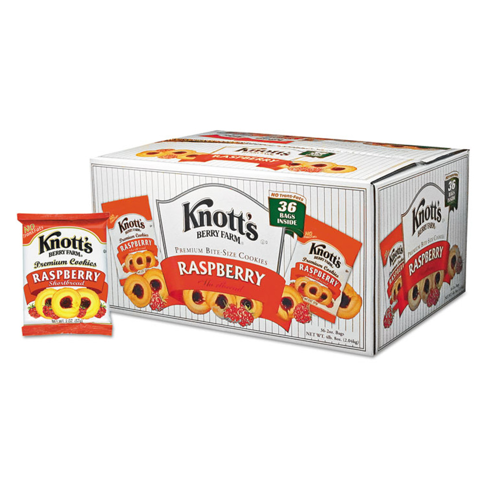 BISCOMERICA CORP. Knott's Berry Farm® 59636 Premium Berry Jam Shortbread Cookies, Raspberry, 2 oz Pack, 36/Carton