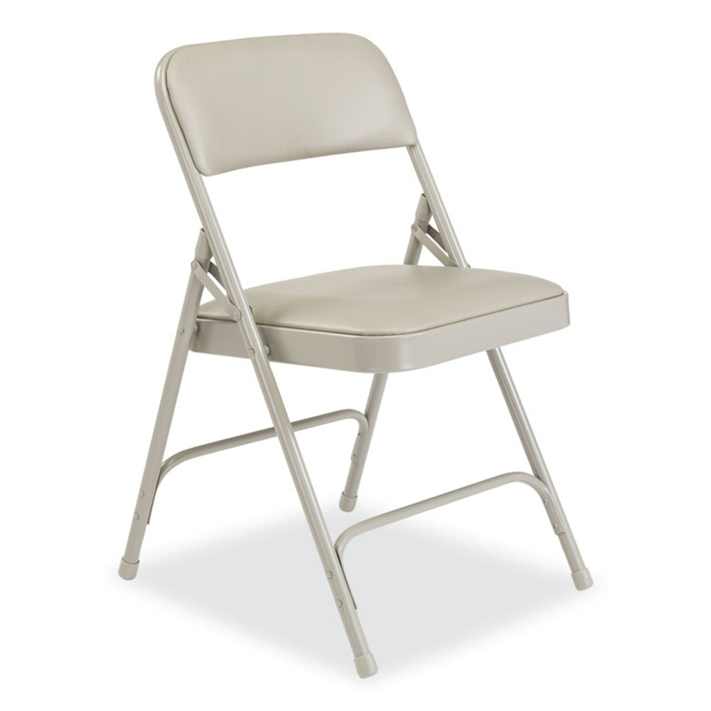 NATIONAL PUBLIC SEATING NPS® 1202 1200 Series Premium Vinyl Dual-Hinge Folding Chair, Supports Up to 500lb, 17.75" Seat Height, Warm Gray, 4/Carton