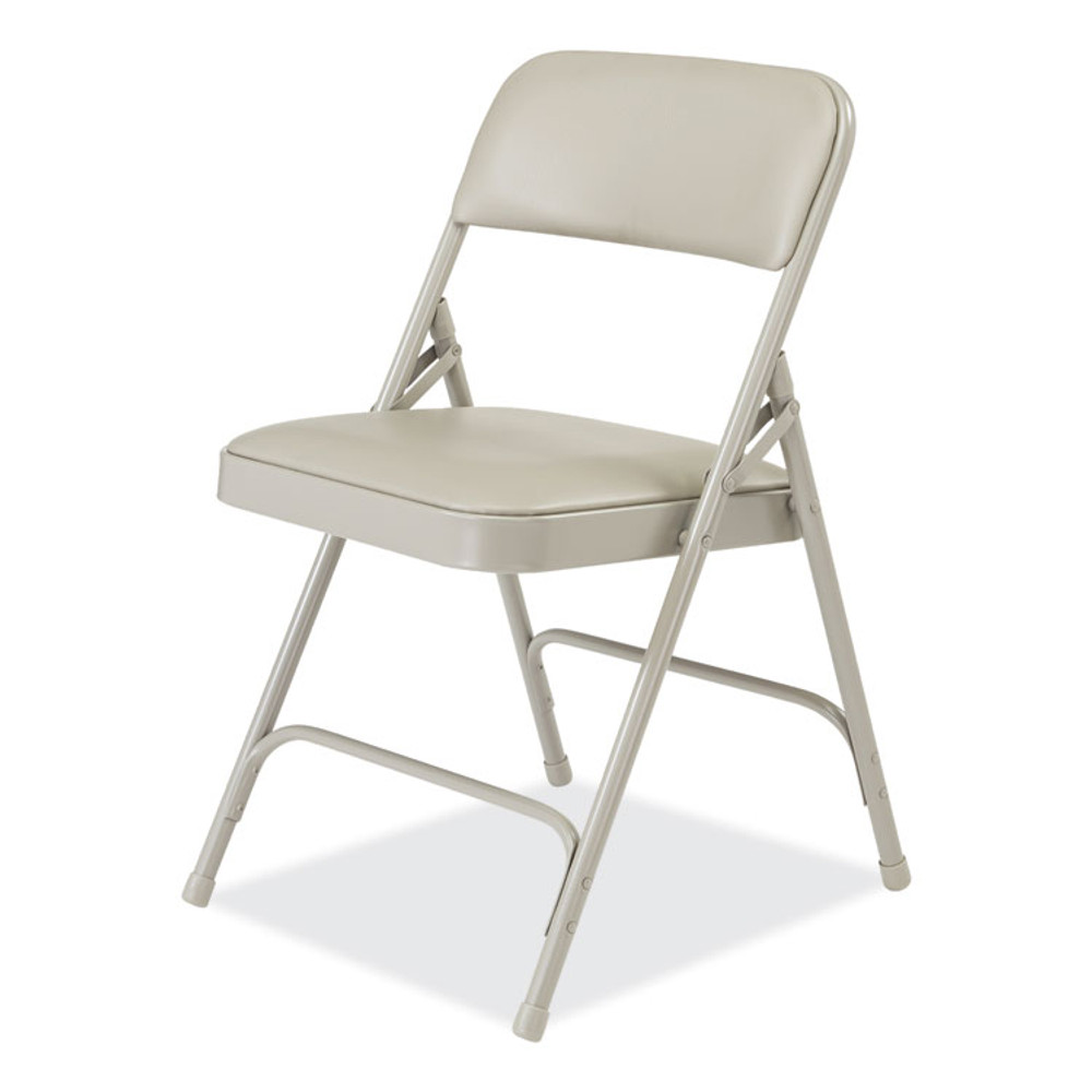 NATIONAL PUBLIC SEATING NPS® 1202 1200 Series Premium Vinyl Dual-Hinge Folding Chair, Supports Up to 500lb, 17.75" Seat Height, Warm Gray, 4/Carton