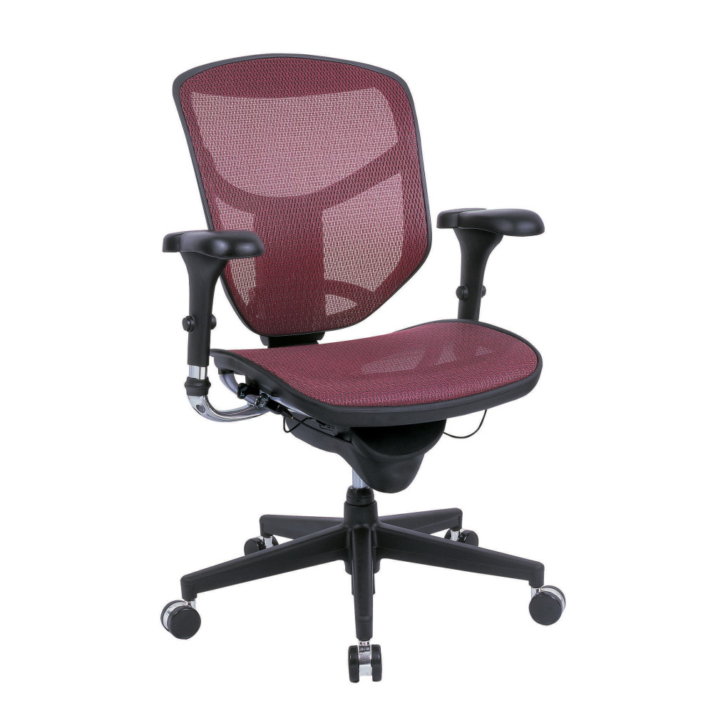 RAYNOR MARKETING, LTD. QUANTUM-RED WorkPro Quantum 9000 Series Ergonomic Mesh/Mesh Mid-Back Chair, Black/Red, BIFMA Compliant