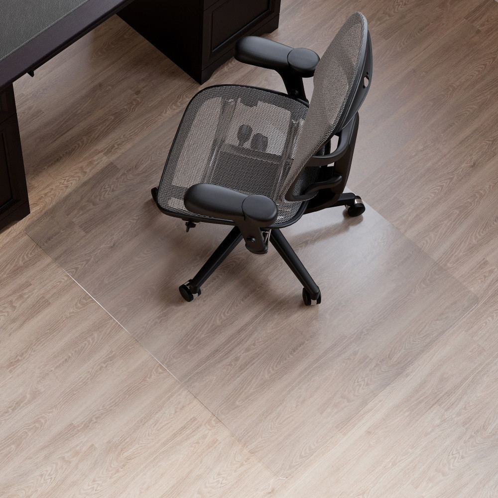 Extend the life of your hard floor surfaces with a Realspace chair mat. Realspace chair mats provide a protective layer between chair wheels and floors, helping to prevent wear in frequently used workstations. Designed with a smooth rolling surface, Realspace chair mats improve comfort by making it easier to move around your workspace. Realspace hard floor chair mats are made with clear vinyl and protect wood, tile, laminate, and other hard floor surfaces from wear.  Durable vinyl construction.  Protects hard floors from wear-and-tear.  Smooth rolling surface.  Rectangle shape provides additional floor coverage.  Designed for use on hard floor surfaces only, do not use on carpet.  Clear rectangular 36inW x 48inD chair mat.  GREENGUARD Gold certified  - certified for low chemical emissions: UL.COM/GG - UL 2818. Ranked in two tiers: Certified and Gold.  Tested to meet ANSI/BIFMA Performance Standards - Manufacturer testing has been conducted on this product to meet specific performance requirements and safety standards set forth by the American National Standards Institute (ANSI) and the Business and Institutional Furniture Manufacturers.  Less harsh chemicals - made with fewer harsh chemicals, or safer chemicals than typical alternatives, helping  reduce your use of and exposure to substances that may be more harmful to your health and the environment.
