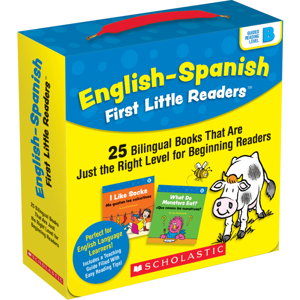Keep growing readers motivated with Scholastic Teacher Resources English-Spanish First Little Readers: Guided Reading Level B. Each book is filled with stories to help both English and Spanish learners.  Includes 25 books.  Great for English language learners or students learning Spanish.  Stories include kid-friendly topics.