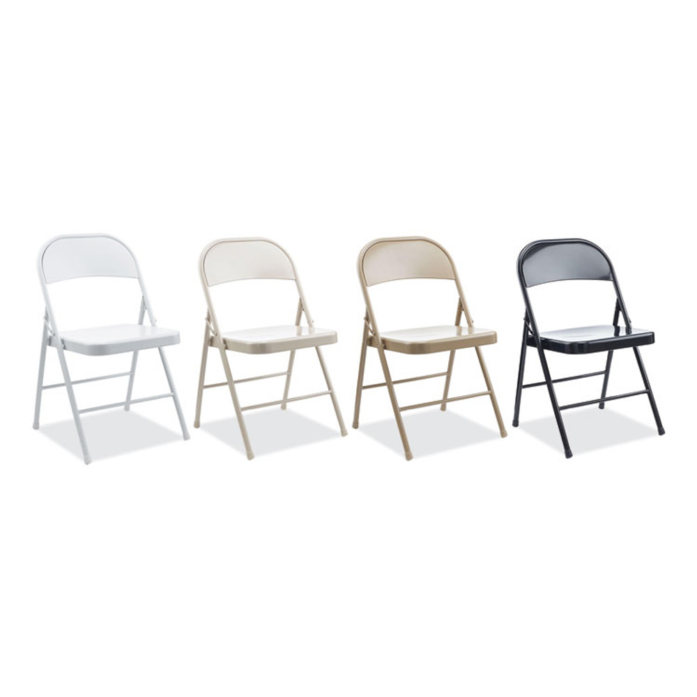 ALERA CA941 Armless Steel Folding Chair, Supports Up to 275 lb, Black Seat, Black Back, Black Base, 4/Carton