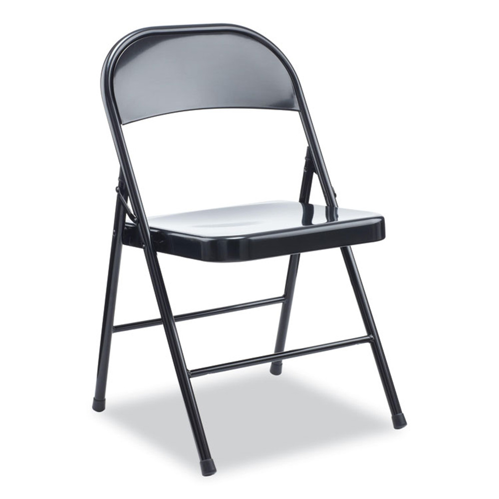 ALERA CA941 Armless Steel Folding Chair, Supports Up to 275 lb, Black Seat, Black Back, Black Base, 4/Carton