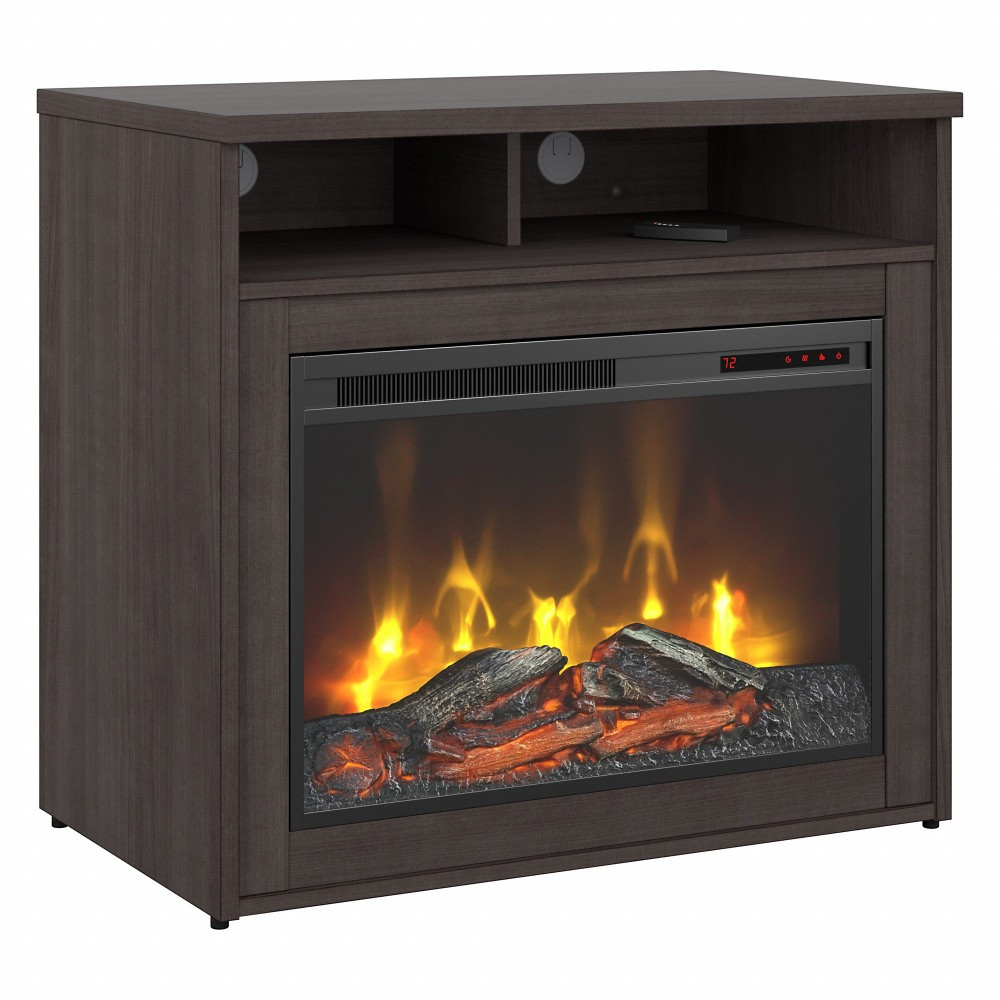 BUSH INDUSTRIES INC. JTS132SGFR-Z1 Bush Business Furniture Jamestown 32inW Electric Fireplace With Shelf, Storm Gray, Standard Delivery