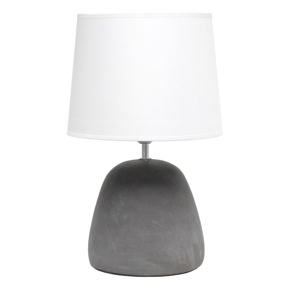 ALL THE RAGES INC Simple Designs LT2058-WHT  Round Concrete Table Lamp, 16-1/2inH, White Shade/Gray Base