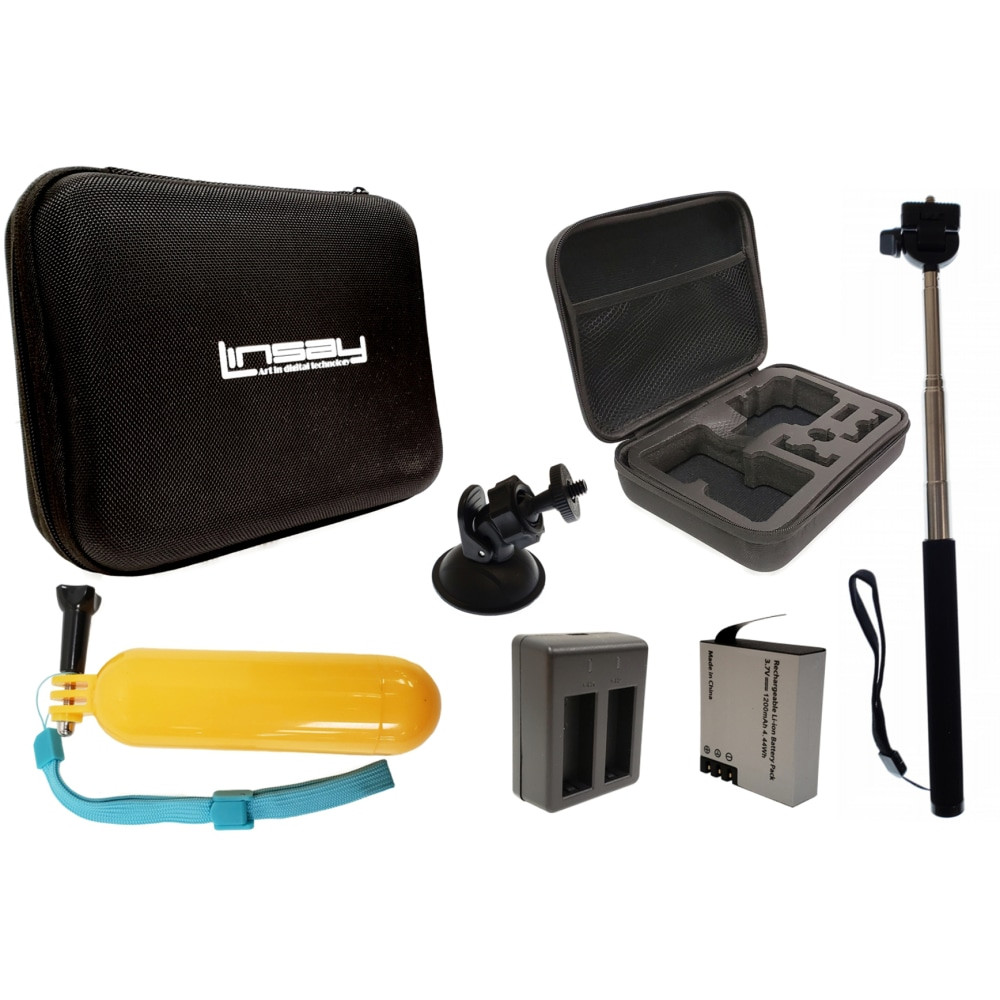 LINSAY ACS-1000B  Action Camera Accessories Bundle