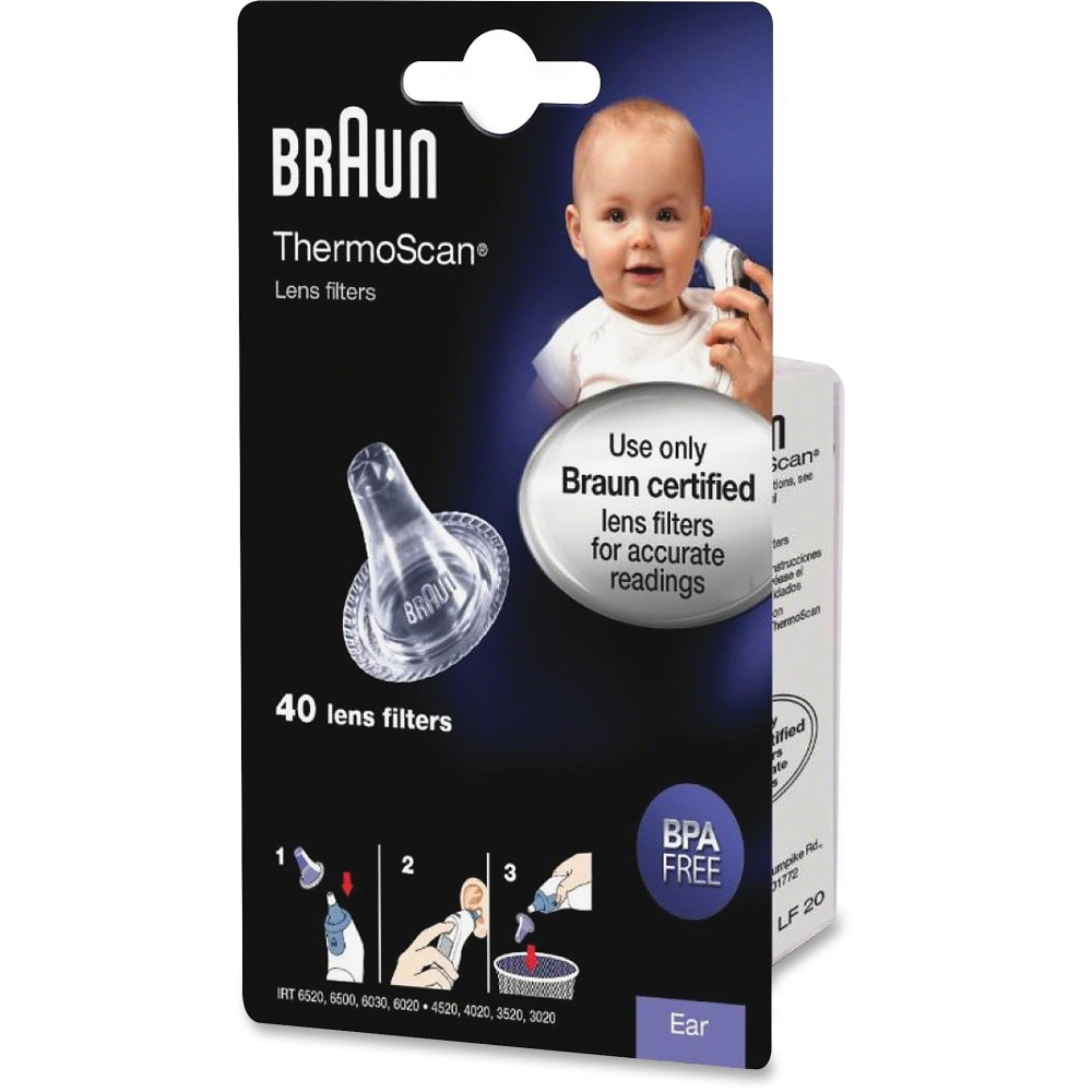 KAZ USA INC. LF40US02 Braun Ear Thermometer Lens Filters, Box Of 40