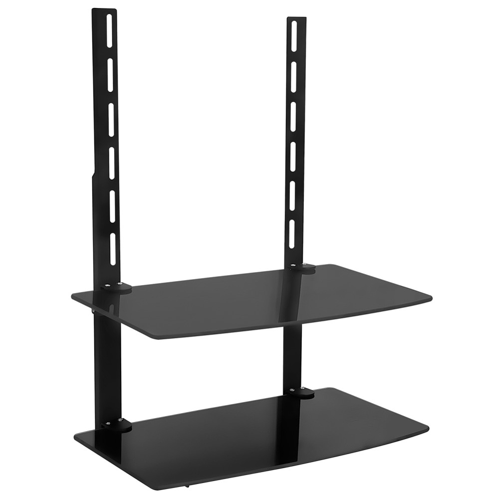 TRANSFORM PARTNERS LLC Mount-It! MI-8402  MI-8402 2-Tier Glass TV Wall Mount Shelf, 24inH x 18-1/16inW x 9-1/4inD, Black