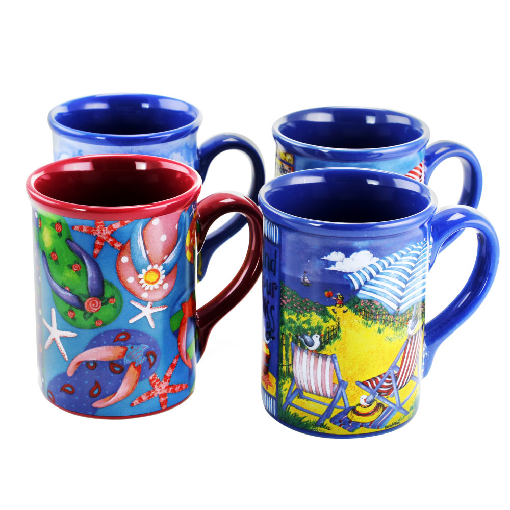 GIBSON OVERSEAS INC. Gibson Home 995111871M  Beachcomber 4-Piece Mug Set, 16 Oz, Assorted