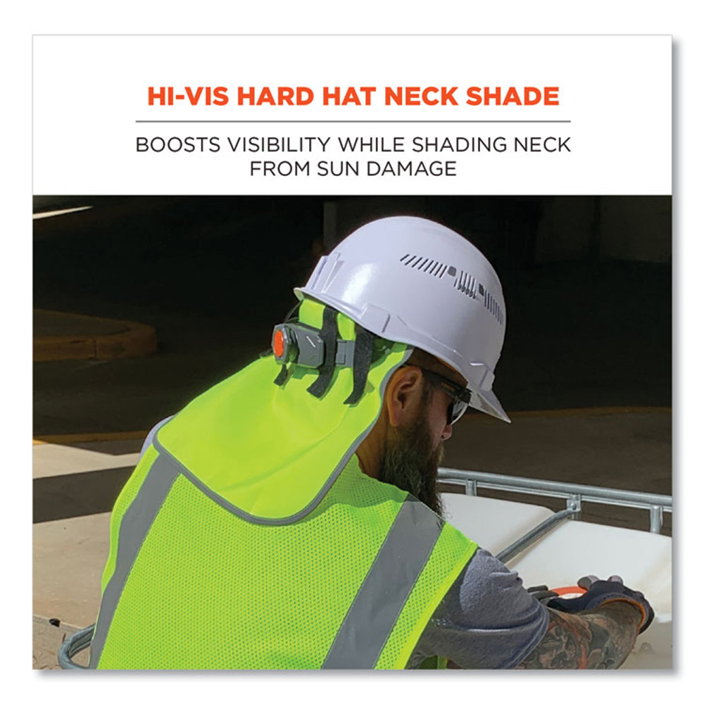 TENACIOUS HOLDINGS, INC. ergodyne® 29063 GloWear 8006 Hi-Vis Hard Hat Neck Shade, 12.25 x 10.5, Lime