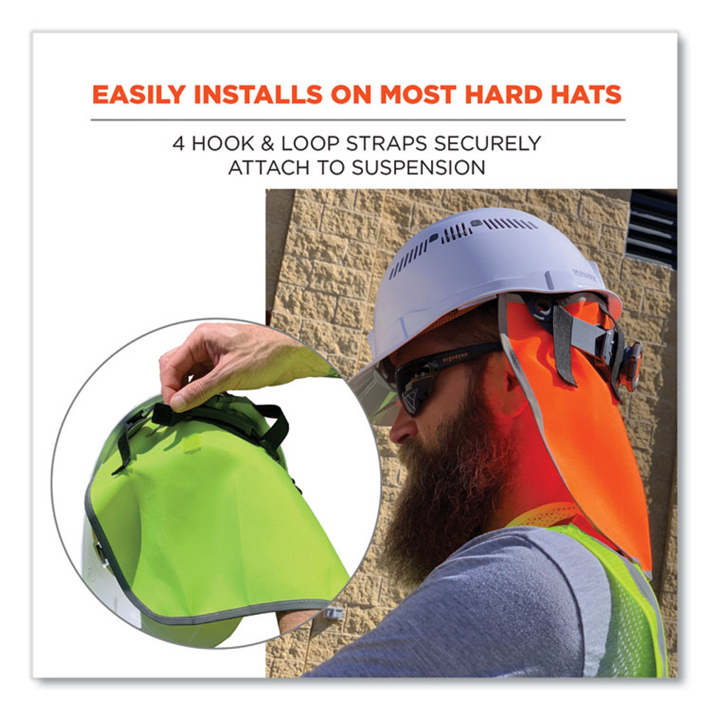 TENACIOUS HOLDINGS, INC. ergodyne® 29063 GloWear 8006 Hi-Vis Hard Hat Neck Shade, 12.25 x 10.5, Lime