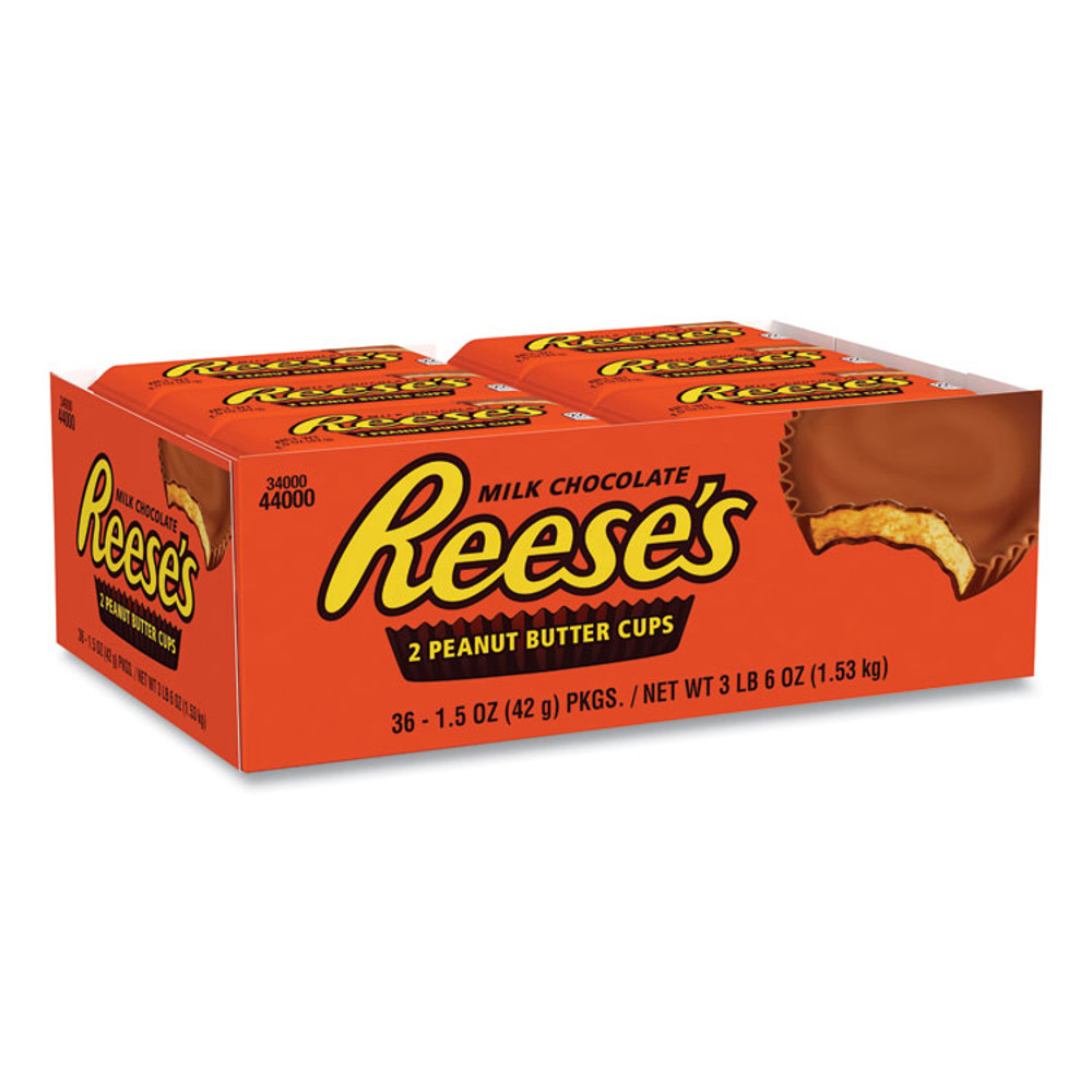 THE HERSHEY COMPANY Reese's® 20900149 Peanut Butter Cups Bar, Full Size, 1.5 oz Bar, 2 Cups/Bar, 36 Bars/Box