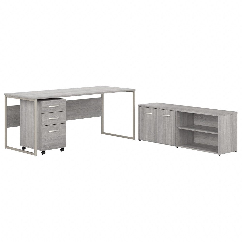 BUSH INDUSTRIES INC. Bush Business Furniture HYB014PGSU  Hybrid 72inW x 30inD Computer Table Desk With Storage And Mobile File Cabinet, Platinum Gray, Standard Delivery