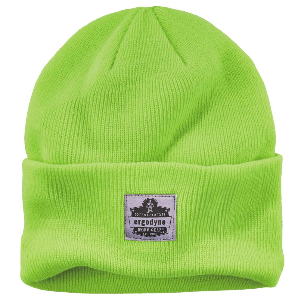 ERGODYNE CORPORATION 16806 Ergodyne N-Ferno 6806 Acrylic Cuffed Rib Knit Beanie Hat, Lime