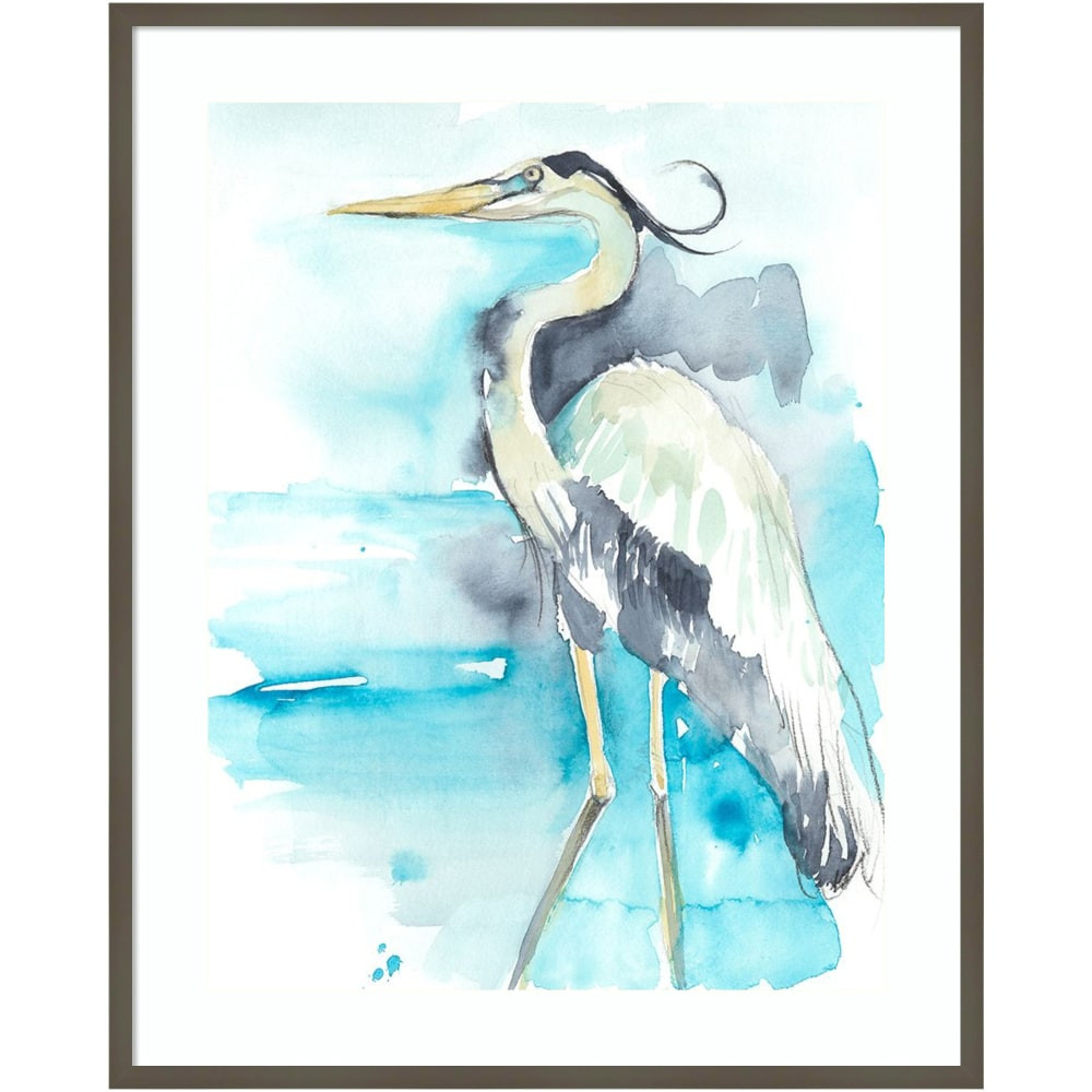 UNIEK INC. Amanti Art A42705533858  Heron Splash II by Jennifer Goldberger Wood Framed Wall Art Print, 41inH x 33inW, Gray