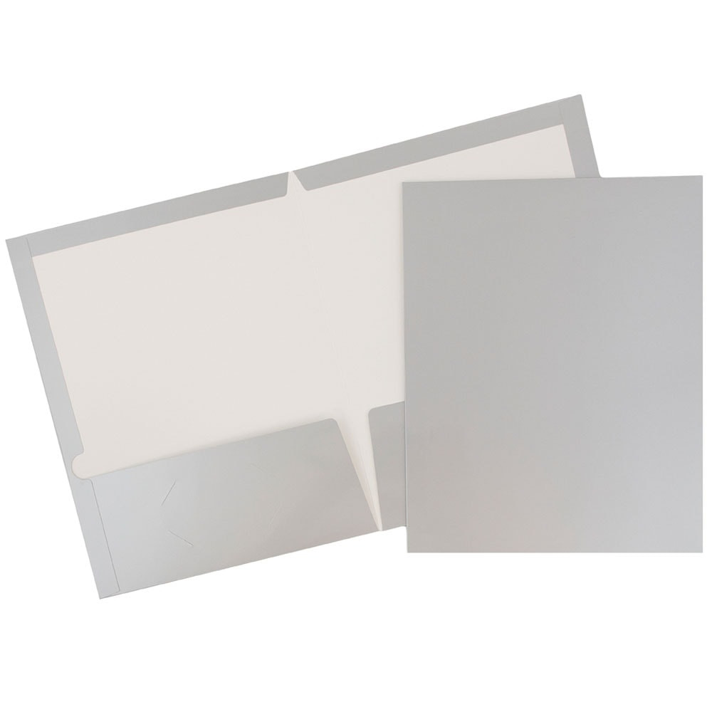 JAM PAPER AND ENVELOPE 385GSIA JAM Paper Glossy 2-Pocket Presentation Folders, Grey, Pack of 6