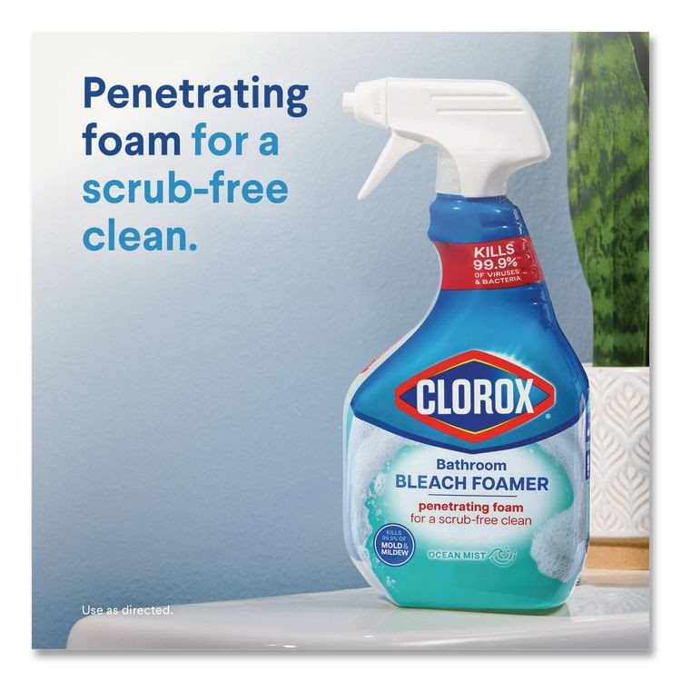 CLOROX SALES CO. 30614 Bathroom Foamer with Bleach, Ocean Mist, 30 oz Spray Bottle, 9/Carton