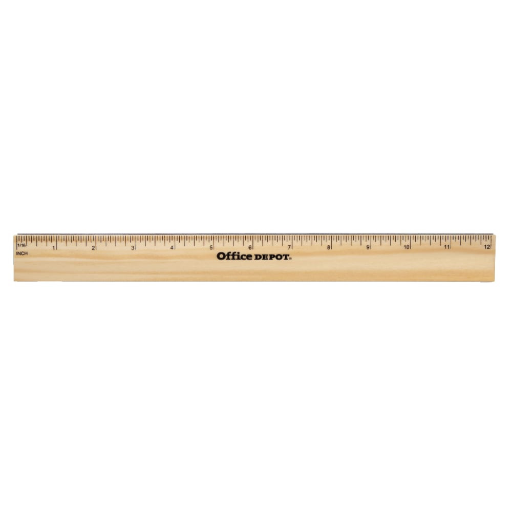 OFFICE DEPOT NB20110506  Brand Wood Metal-Edge Ruler, 12in