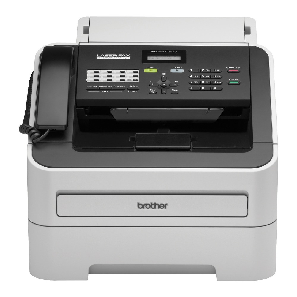 The Brother IntelliFAX-2840 provides consistent high-speed laser faxing with a crisp, clear, professional output for when you need to get your documents where they need to be on time and looking good.  Brother IntelliFAX-2840 faxes as fast as 2.5 seconds per page with its 33.6K bps modem.  20-sheet auto document feeder allows simple drop-and-go faxing and copying.  Features a 250-sheet paper tray and a single-sheet manual slot for thicker paper.  Store frequently-used fax numbers using the 200 speed dial and 22 one-touch locations.  The Brother IntelliFAX-2840 laser fax is versatile enough to copy/print up to 21 pages per minute in black.  16MB standard memory.  ENERGY STAR qualified.  ENERGY STAR certified - meets federal guidelines for energy efficiency.  Energy efficient - designed to use less energy than alternative products, potentially helping you save money and reduce your carbon footprint.