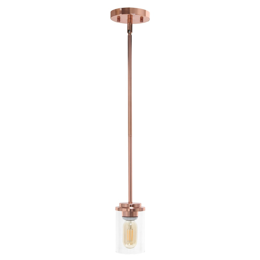 ALL THE RAGES INC Lalia Home LHP-3011-RG  1-Light Hanging Glass Pendant Fixture, 4-3/4inW, Clear/Rose Gold