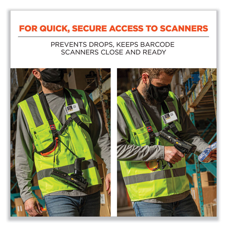 TENACIOUS HOLDINGS, INC. ergodyne® 19189 Squids 3138 Padded Barcode Scanner Lanyard Harness, 33" Arm Strap s,18.5" Lanyard ,Black/Orange/Gray