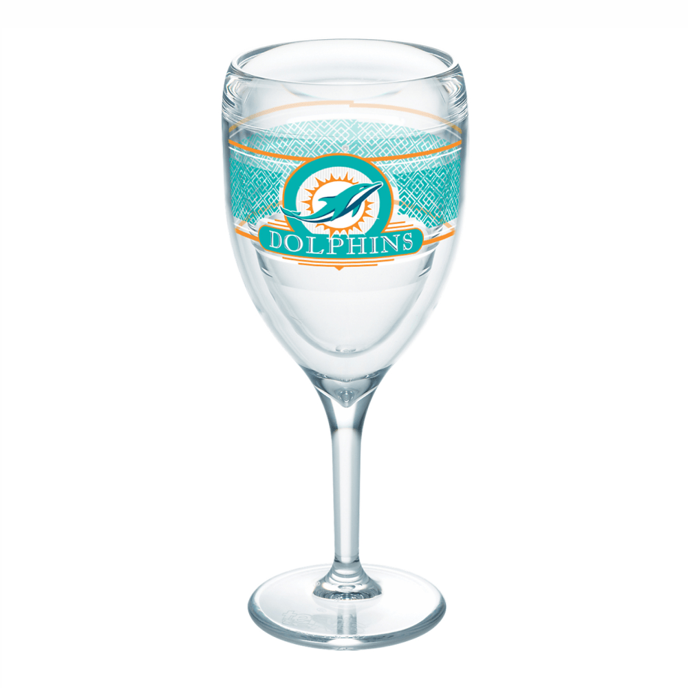 TERVIS TUMBLER COMPANY Tervis 01227694  NFL Select Wine Glass, 9 Oz, Miami Dolphins
