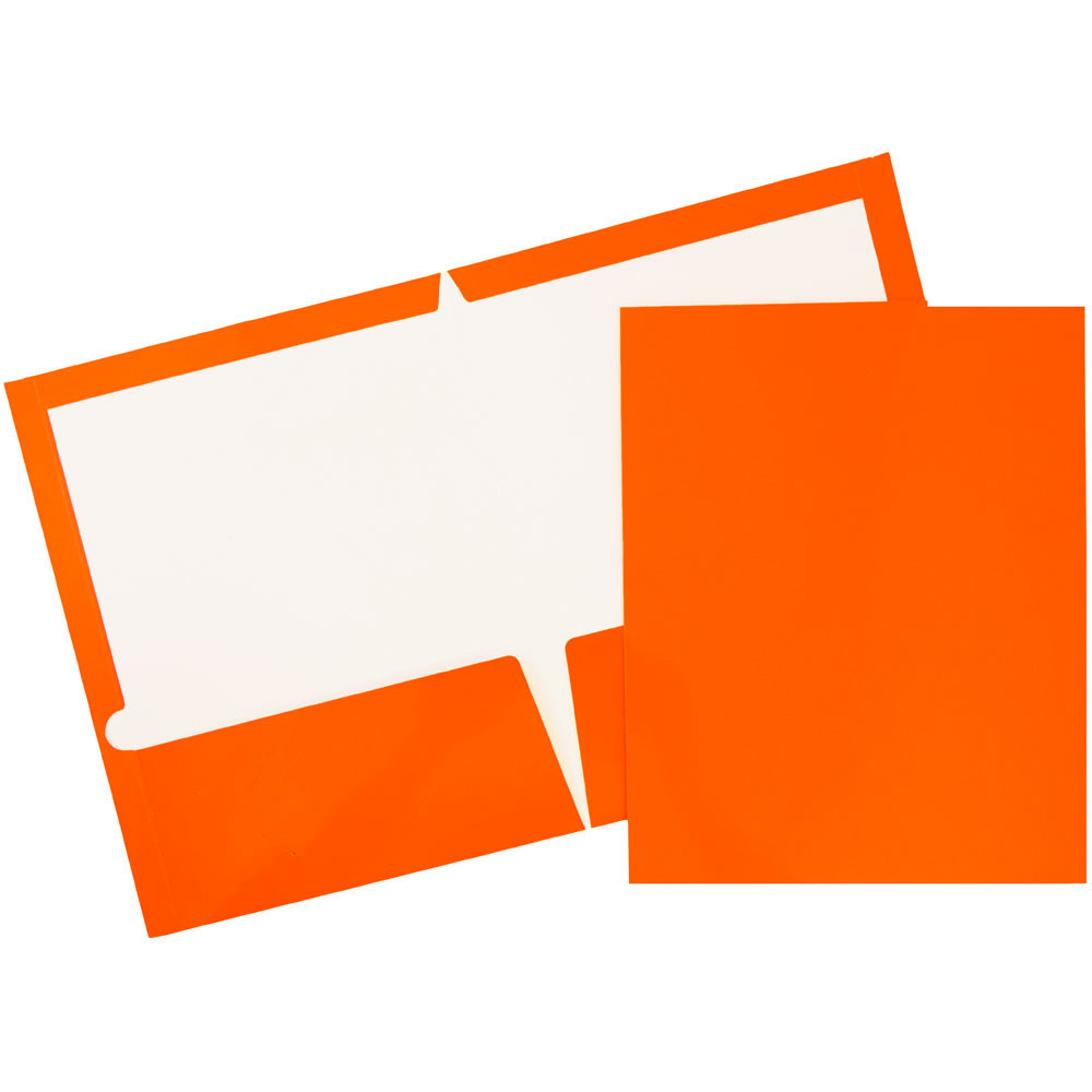 JAM PAPER AND ENVELOPE 385GORA JAM Paper Glossy 2-Pocket Presentation Folders, Orange, Pack Of 6