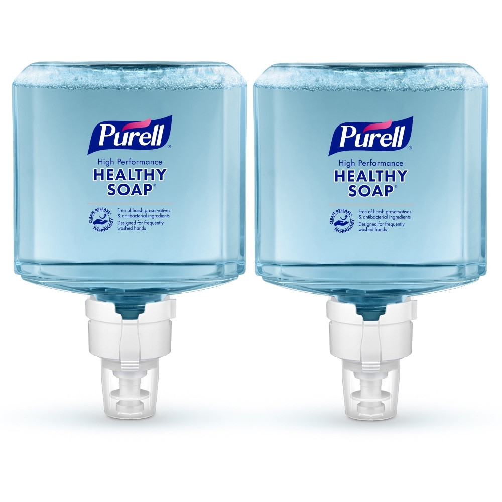 PURELL Brand CLEAN RELEASE Technology (CRT) HEALTHY SOAP High Performance Foam quickly removes bacteria and soils commonly found in healthcare settings while nourishing the skin. Studies found it removed soil germs better from dry or irritated skin than regular soaps with 3 times fewer germs left on the skin. There are no antibacterials, dyes, phthalates, parabens, and triclosan for a gentle, irritation-free hand wash that rinses fast and clean for easy gloving.  85% of healthcare decision-makers said the PURELL brand is one they trust, so choose the brand that ranks highest in effectiveness in healthcare environments with PURELL Brand CRT HEALTHY SOAP  This hand soap removes 30% more dirt from hands2 thanks to CLEAN RELEASE Technology that reaches into skins cracks and crevices 2X better than regular soap1  Foam formulation is compatible with nitrile gloves and is free of fragrance, dyes, phthalates, parabens, and triclosan to provide gentle, irritation-free hand soap  Each PURELL Hand Soap refill is equipped with Energy-on-the-Refill technology that eliminates battery changes  This product is manufactured by a certified Women-Owned Business  Compatible with the ES8 Automatic Soap Dispenser (sold separately).  EcoLogo certified - reduced environmental impact from an overall lifecycle standpoint.  Less harsh chemicals - made with fewer harsh chemicals, or safer chemicals than typical alternatives, helping  reduce your use of and exposure to substances that may be more harmful to your health and the environment.