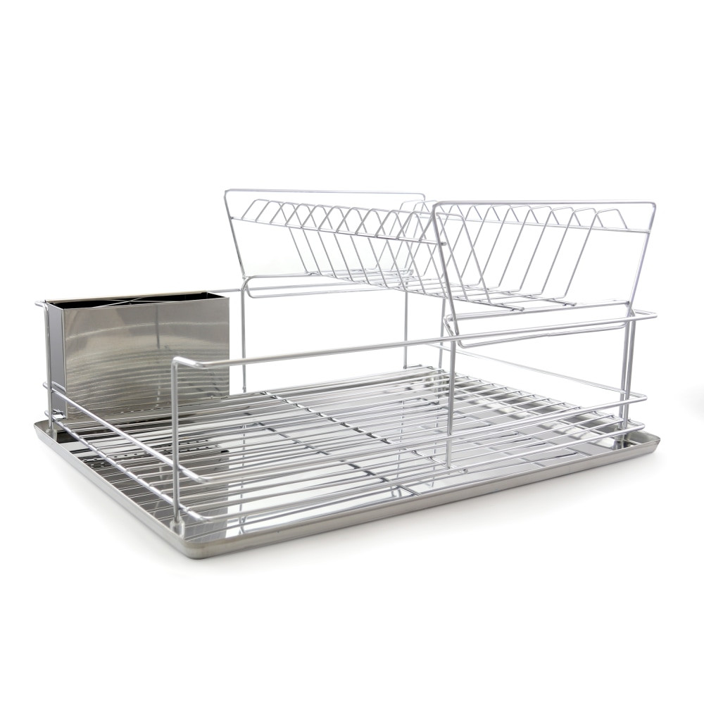 CRYSTAL PROMOTIONS Better Chef 99589242M  4-Piece Dish Drying Rack Set, 15inH x 22inW x 18-1/2inD, Chrome