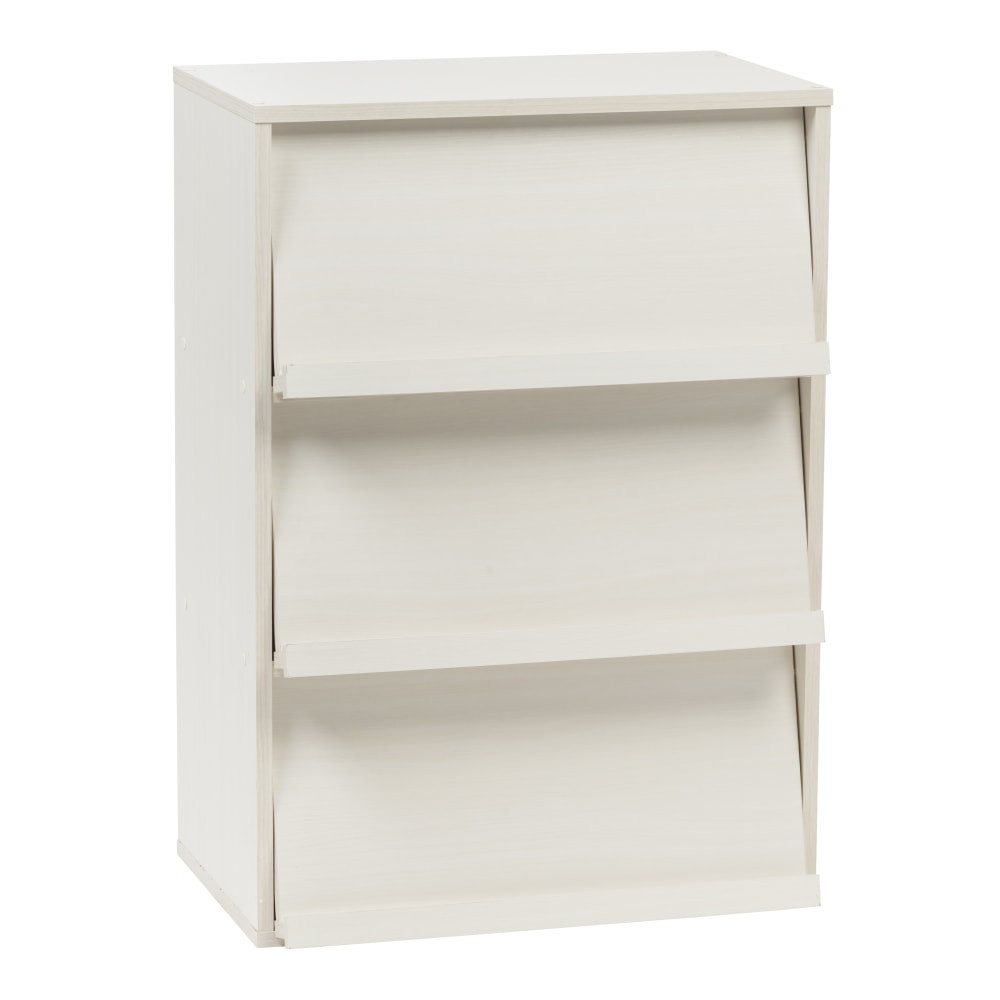 IRIS USA, INC. Iris 596371  Wood Shelf With Pocket Doors, 3-Tier, White