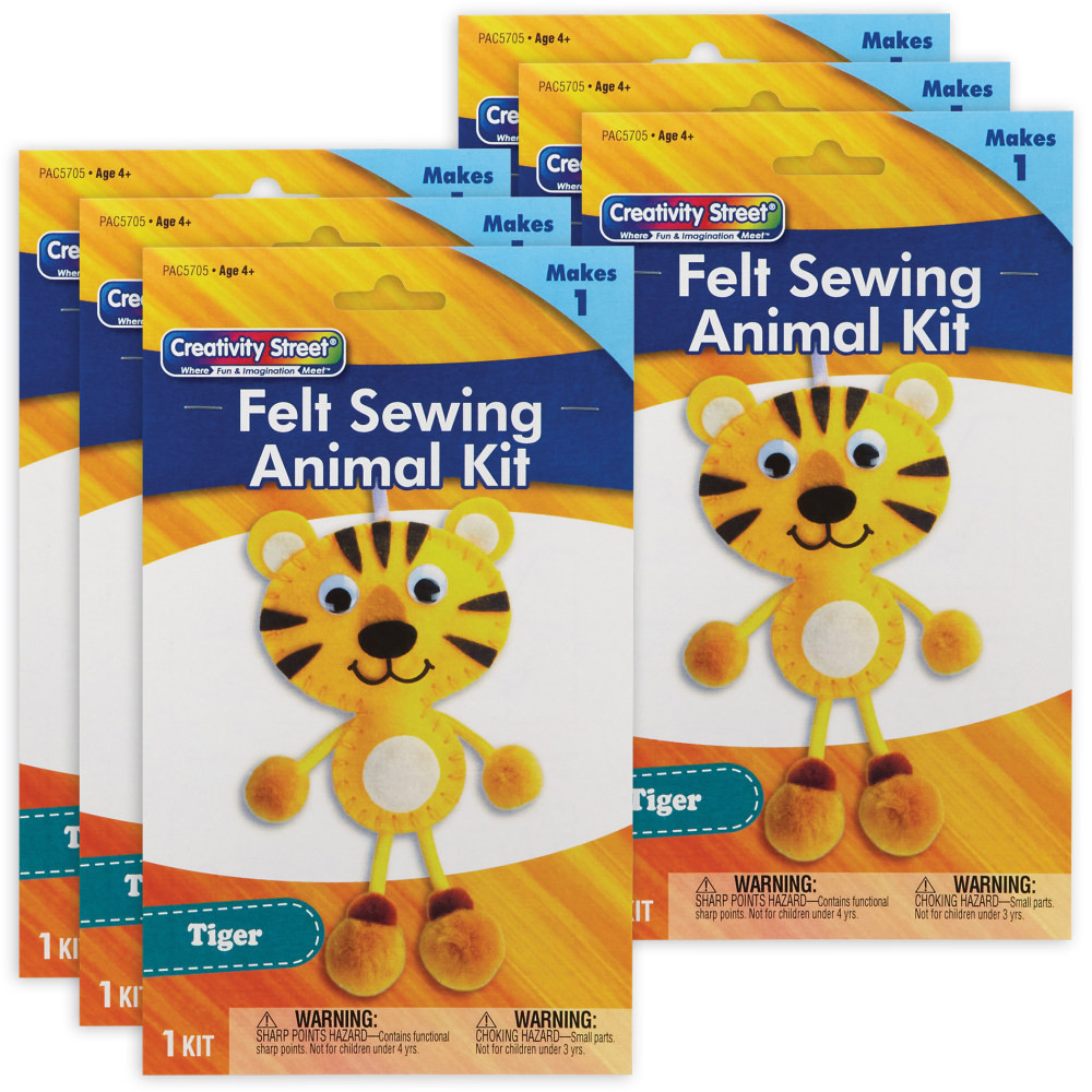 Make craft time a fun time with the Creativity Street Felt Sewing Animal Kit. This kit has everything a student needs to explore their creative side.  Helps kids explore their DIY creativity.  All-in-one kit includes everything you need.  Includes pre-punched felt, felt shapes, stuffing, wiggle eyes, pom poms, ribbon, string and a plastic needle.