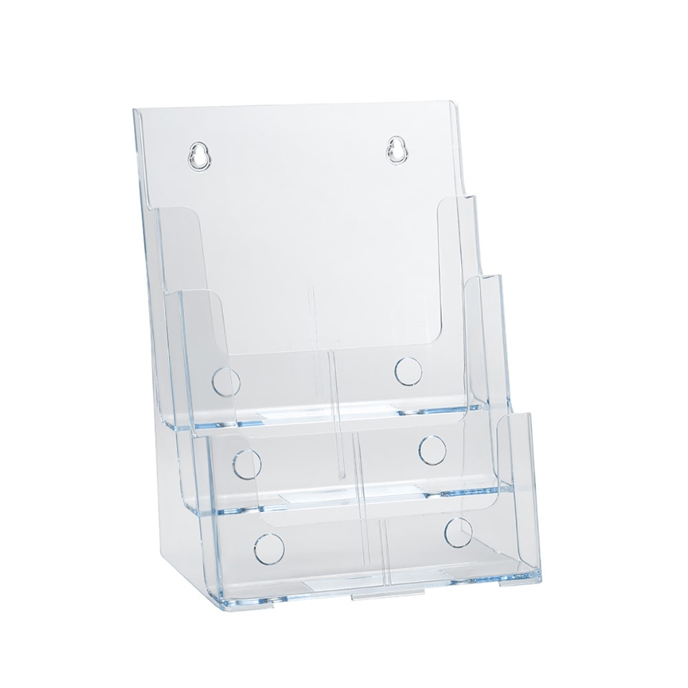 AZAR DISPLAYS 252378  3-Tier 3-Pocket Plastic Brochure Holder, Letter Size, 13-1/4inH x 9inW x 6inD, Clear