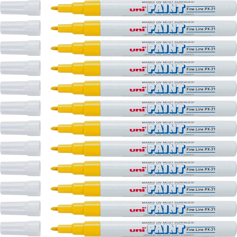 MITSUBISHI PENCIL CO.UK LTD 63705DZ Fine Marker Point - Yellow Oil Based Ink - 1 Dozen
